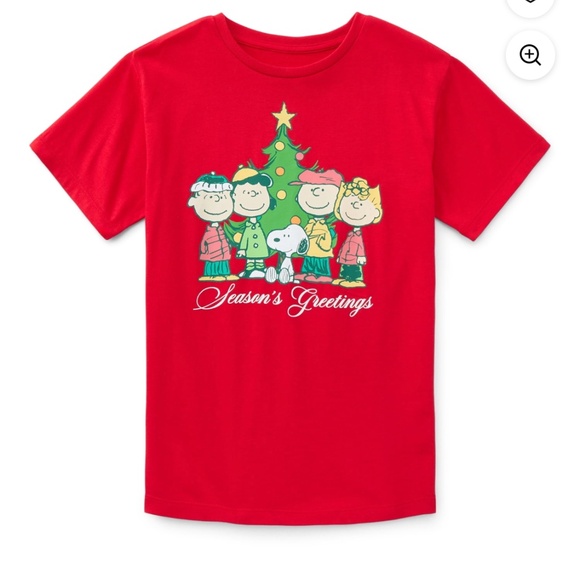 Peanuts Other - Peanuts Charlie Brown Season Greetings Girls Red Tee Shirt Size 14/16 NWT